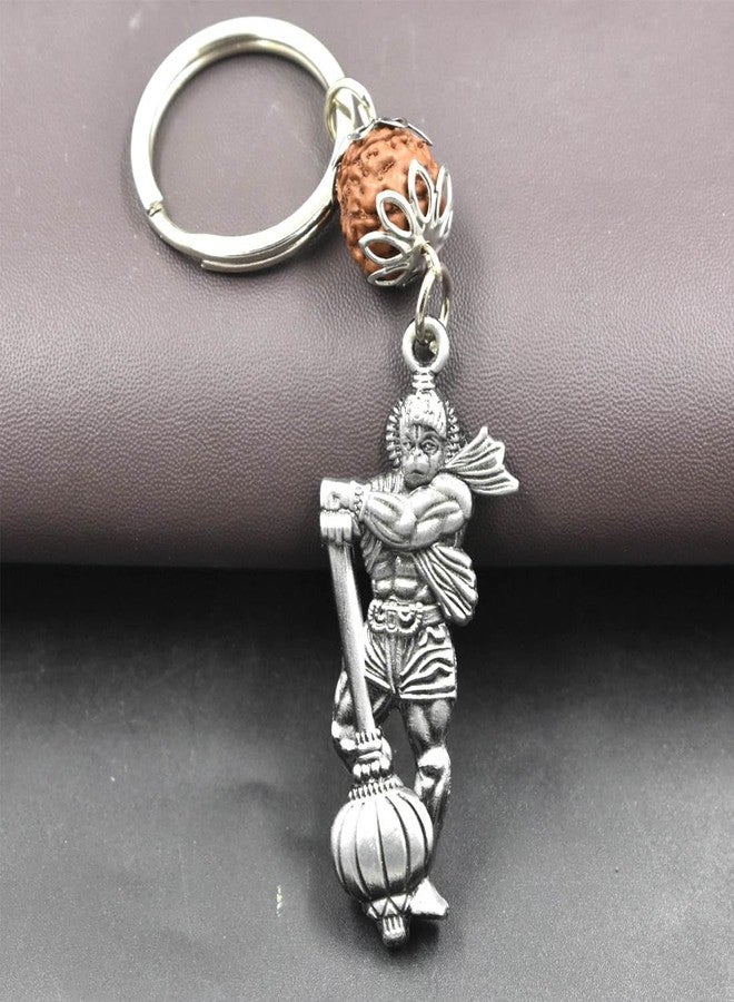 AFH Jay Shree Ram Gadhadhari Lord Hanuman Grey Rudraksha Keychain for Men and Women - Image 2